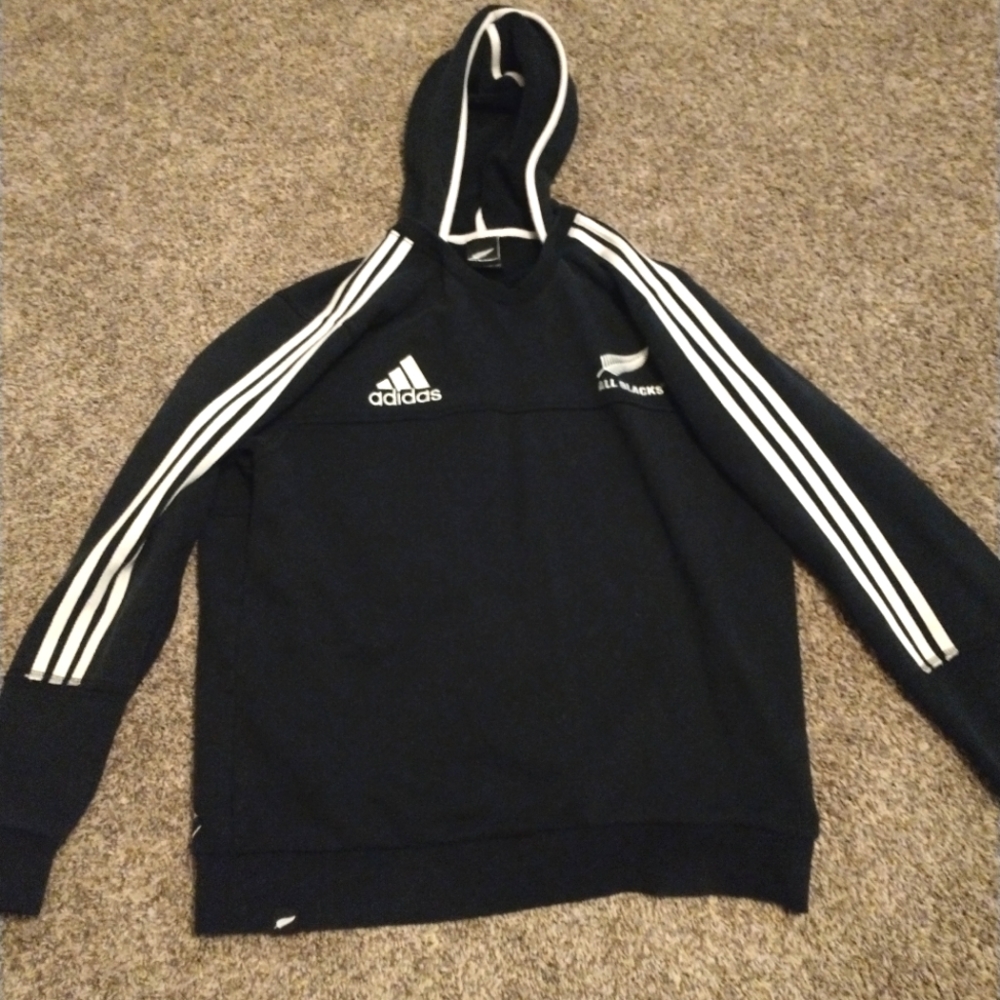 Men's Adidas All Blacks Pullover Hooded Sweatshirt Size L